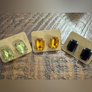 Elegant Gemstone Stud Earrings Set